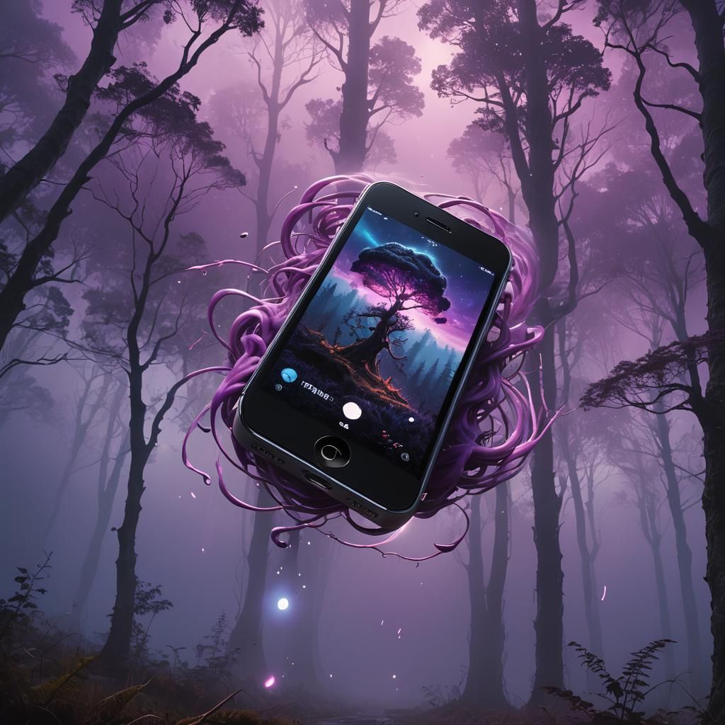 Mystical iPhone 55 in a Dark Forest