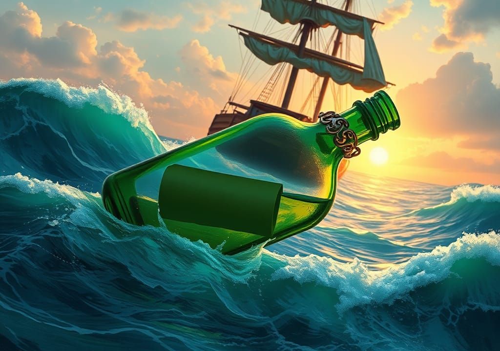 Stormy Seas: Message in a Bottle Painting