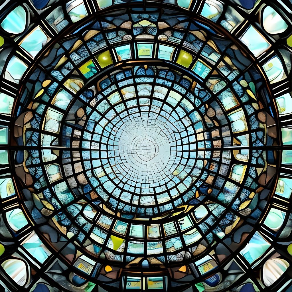 Deconstructivist Crystal Glass Botanical Panorama