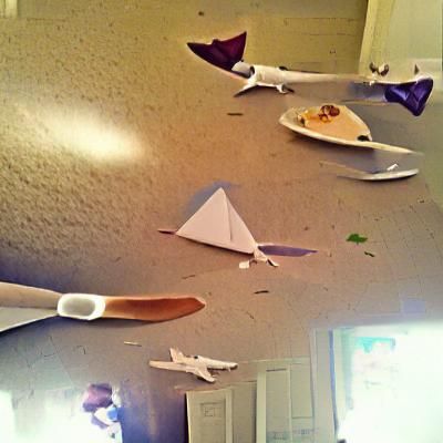 Paper Airplane on Plate: Minimalist Still Life