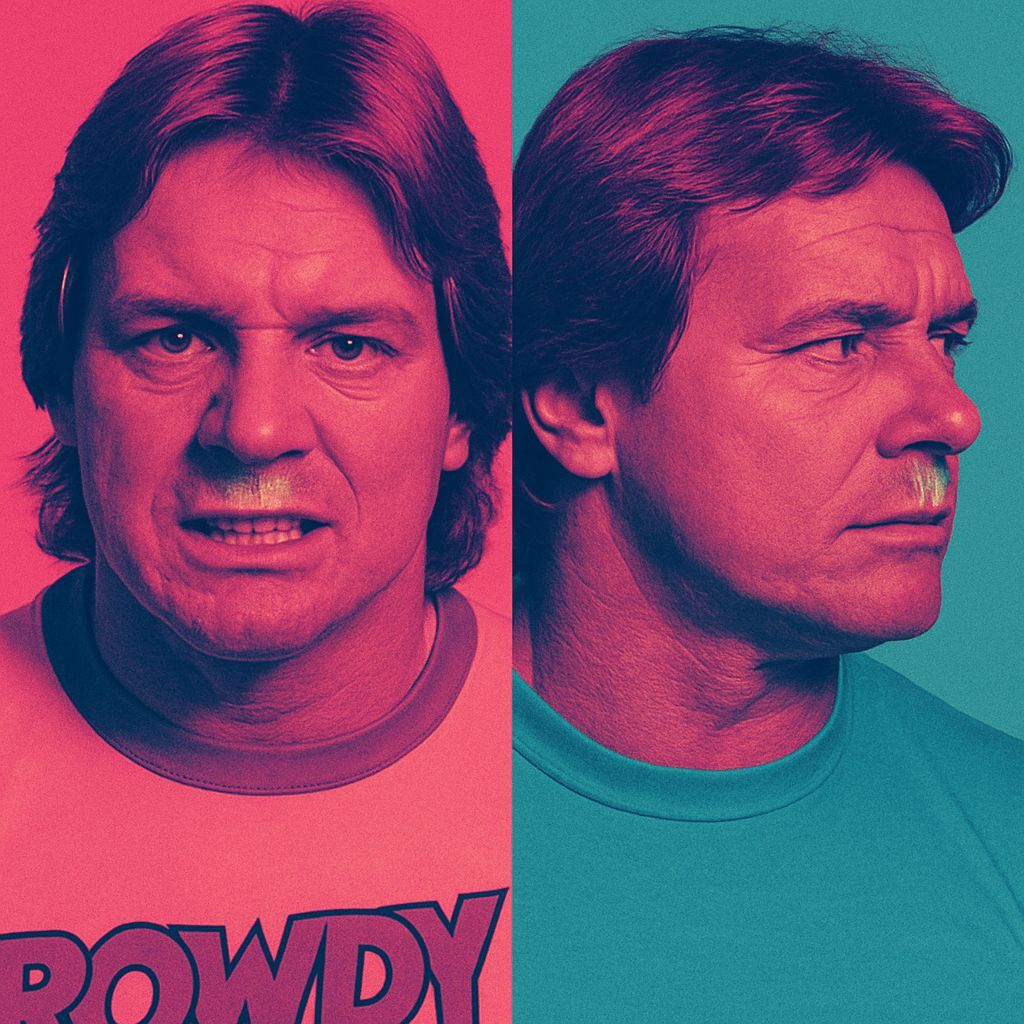 Duotone Split Portrait: Rowdy Roddy Piper, 1987