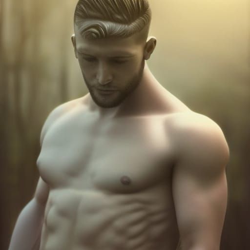 Muscular Nordic Soldier Portrait: Realistic Photo