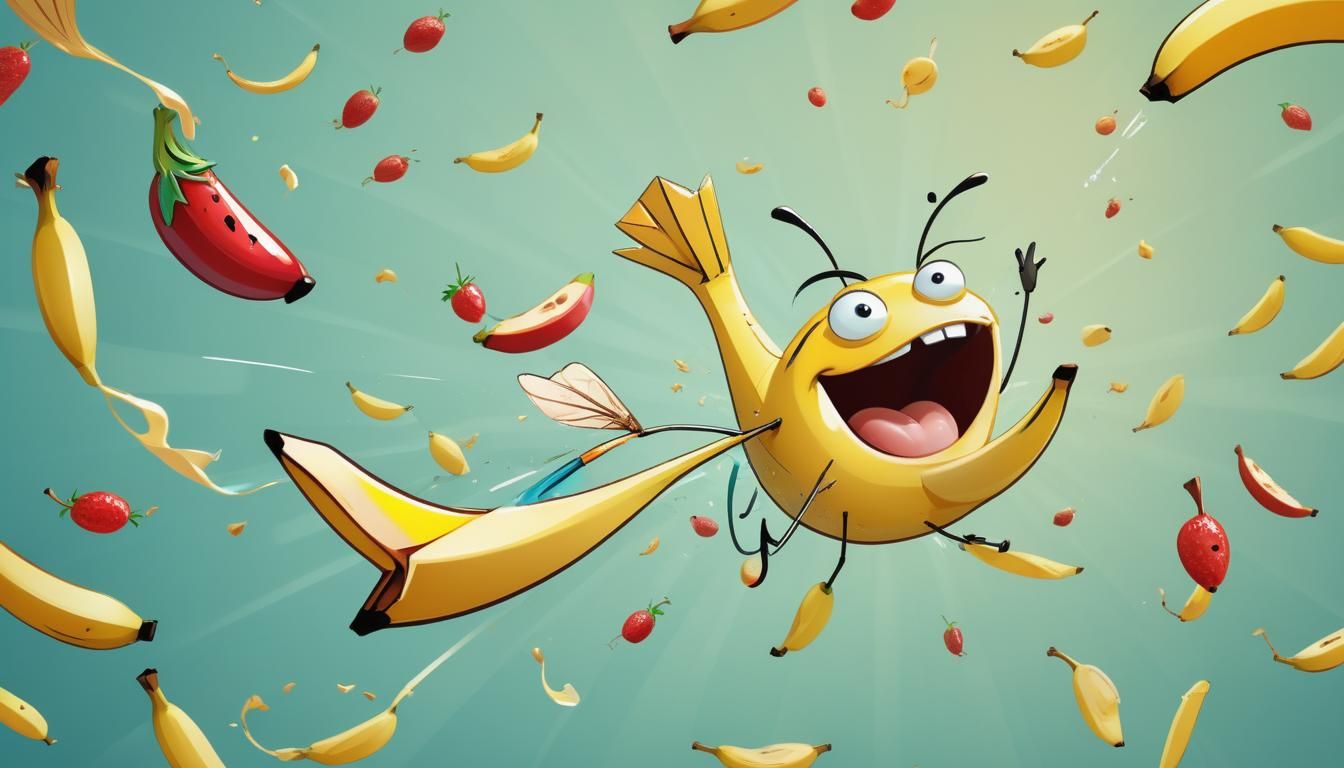 A Whimsical Cartoon Adventure: A Smiling Arrow Soars with Fr...