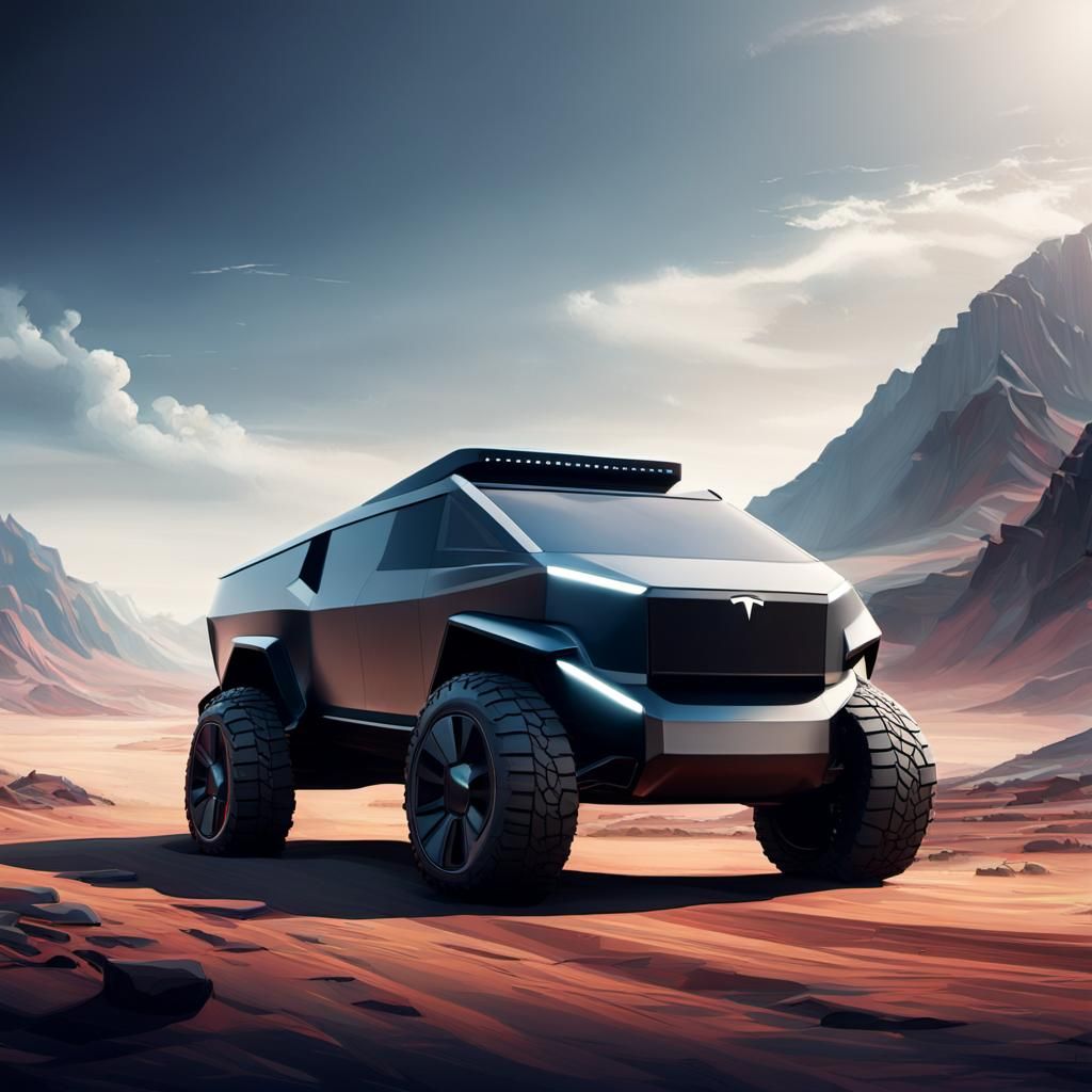 Tesla Cybertruck in a Dry Country Landscape