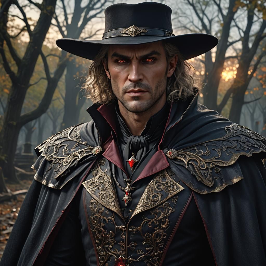Hyperrealistic Vampire Hunter in Dark Fantasy Concept Art