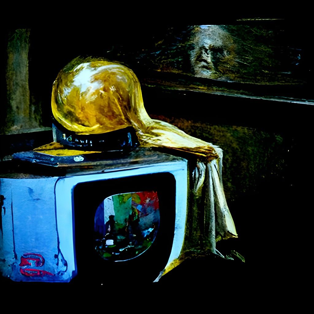 TV Head in Oil Painting Style