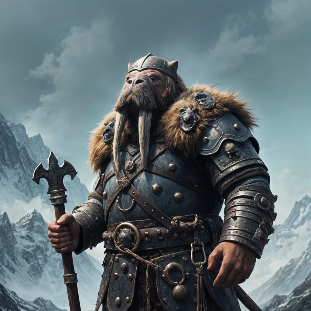 Viking Walrus Warrior in Full Armor