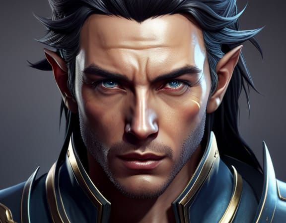 High Elf Warlock in Hyperrealistic Digital Art