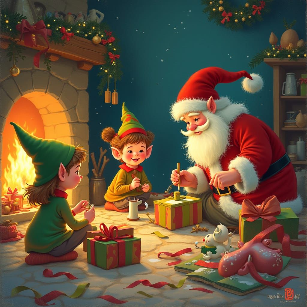 Festive Christmas Eve in Santa's Workshop