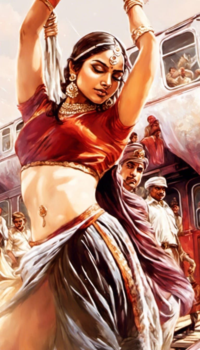 Indian Dancer on Train: Epic Comic Book Art