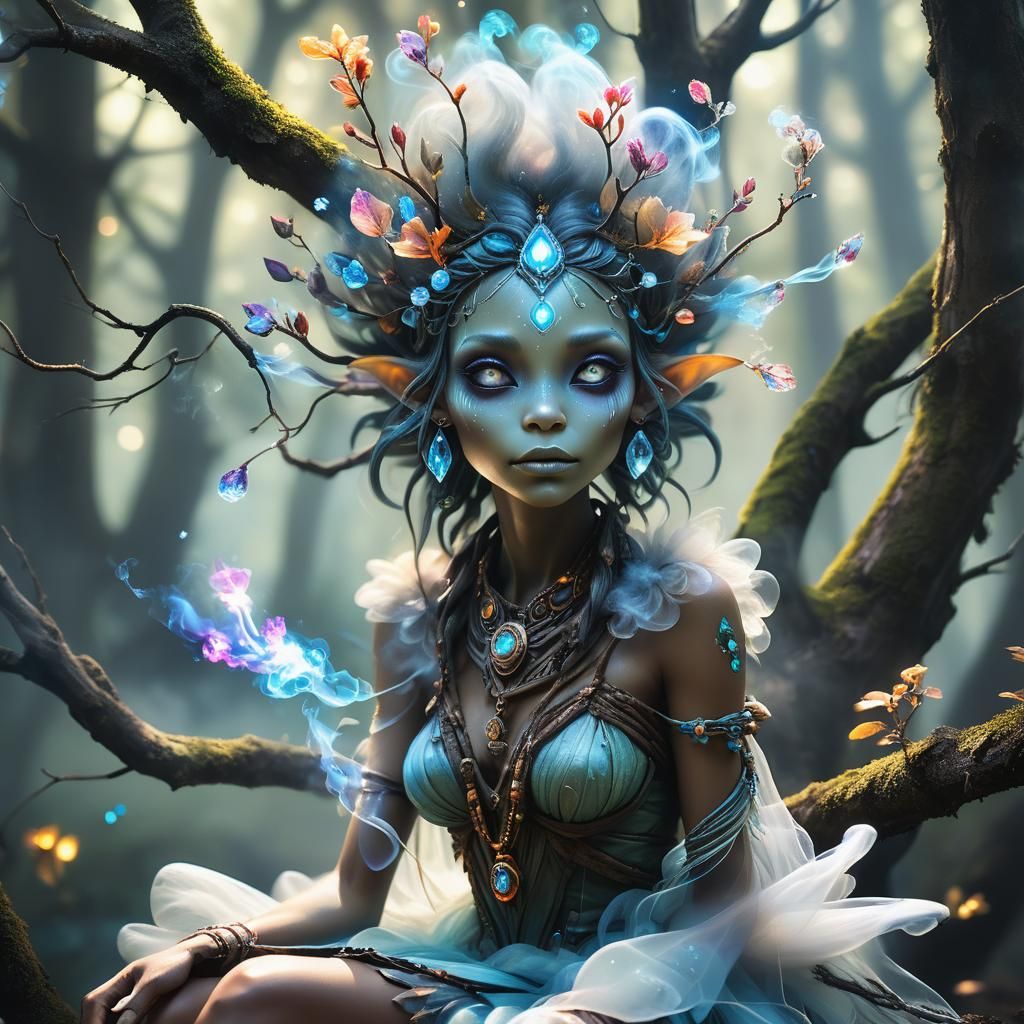Ethereal Shaman Pixie in a Dreamy Forest