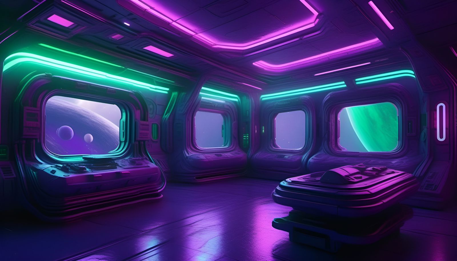 Hyperrealistic Tiger in Sci-Fi Space Station