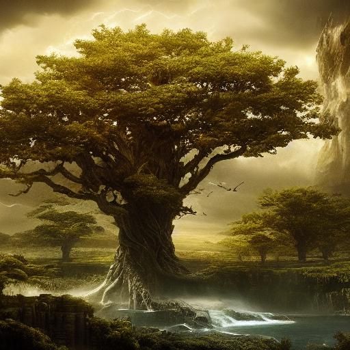 Epic Tree of Life Digital Matte Painting
