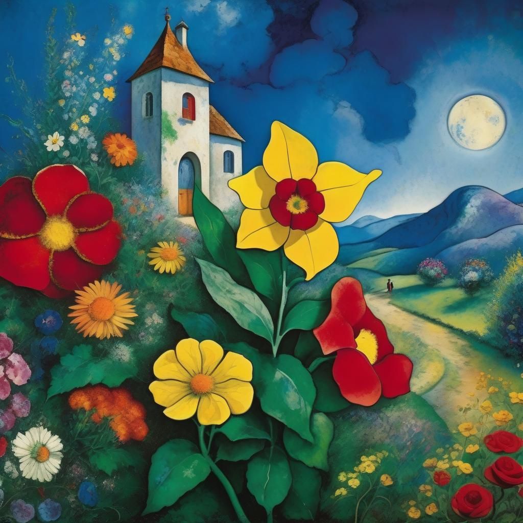 Animated Film Scene in Chagall-Inspired Style