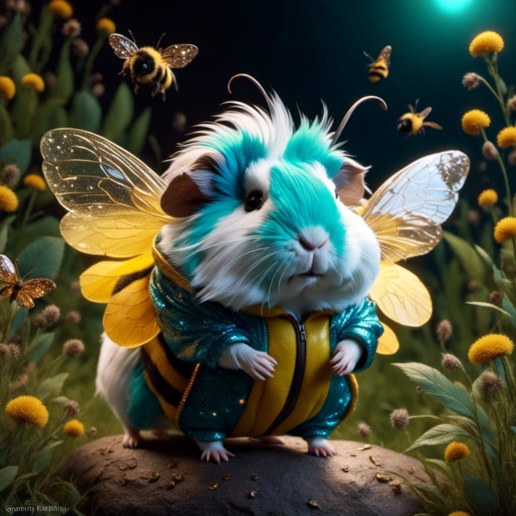 Guinea Pig Bumble Bee in Chibi Style