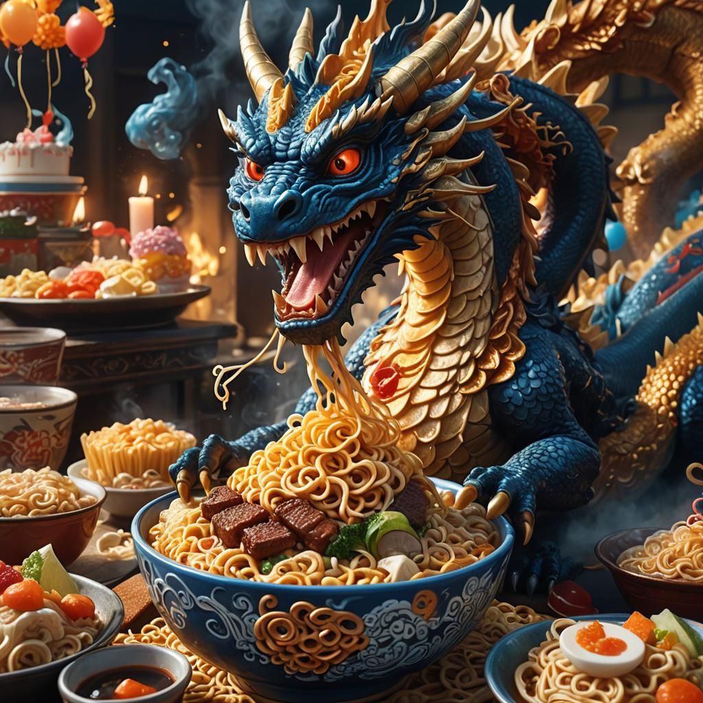 Ramen Dragon's Birthday Feast: Fantasy Art