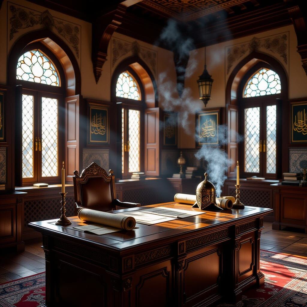 Islamic Palace Commander's Office with Medieval Helmet