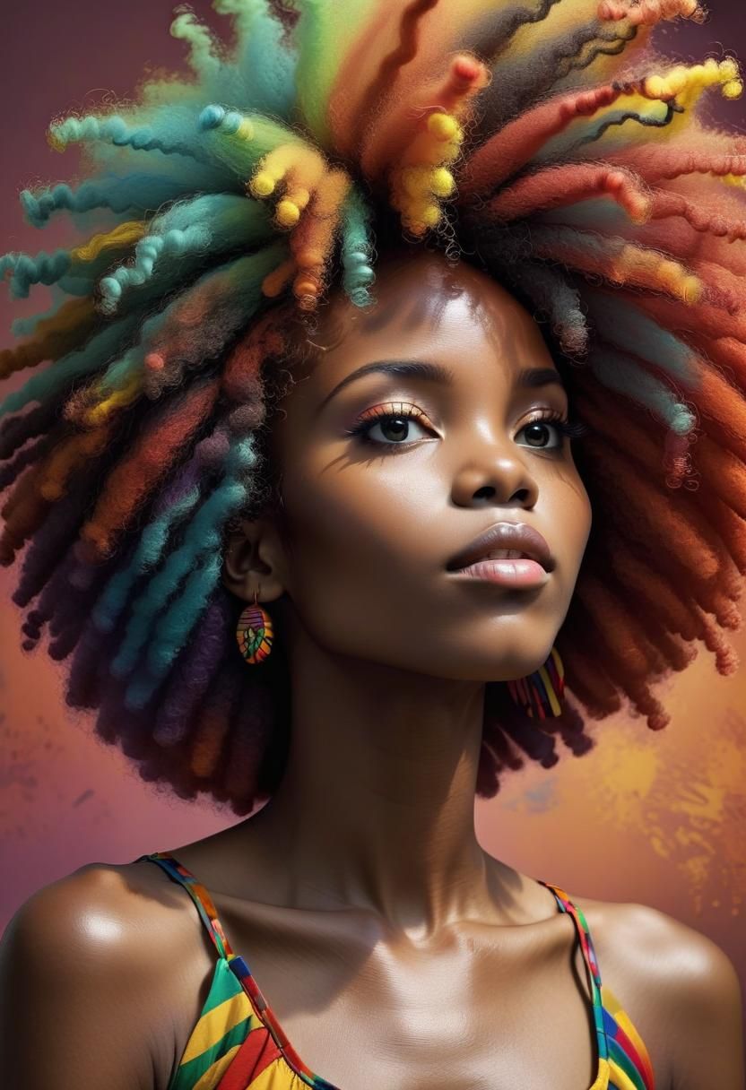 Colorful Afro Hairstyle Digital Art
