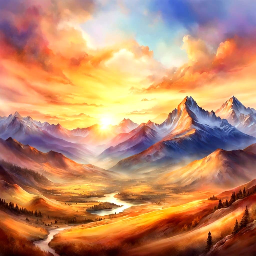 Vibrant Airbrush Art Landscape