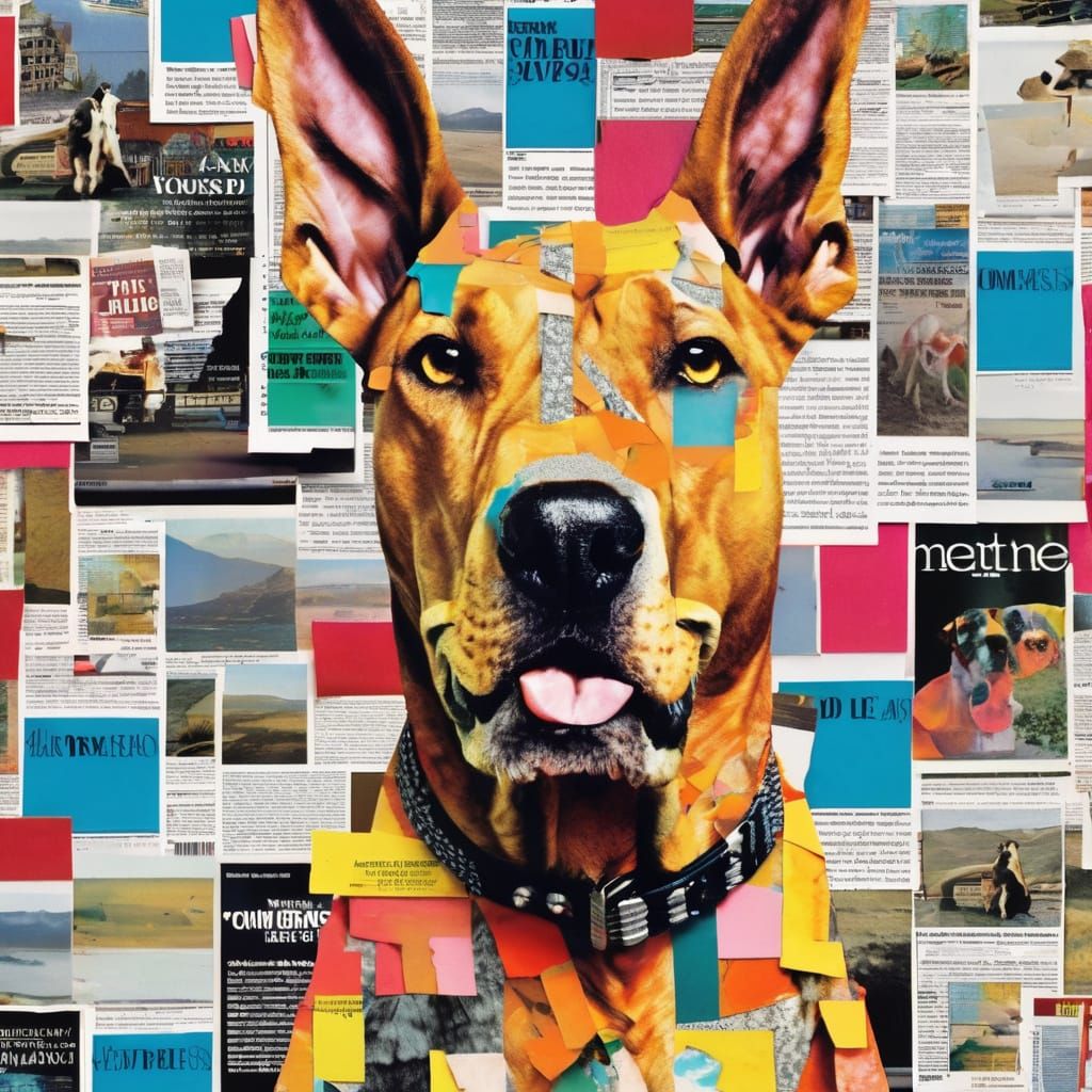 Great Dane Collage Art from Magazine Clippings