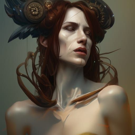 Detailed Portrait of a Two-Headed Witch