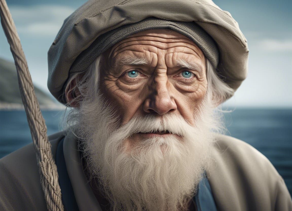 Detailed Portrait of an Old Fisherman by Artgerm