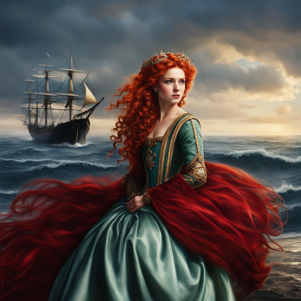 Scottish Princess with Bow Overlooking Ocean