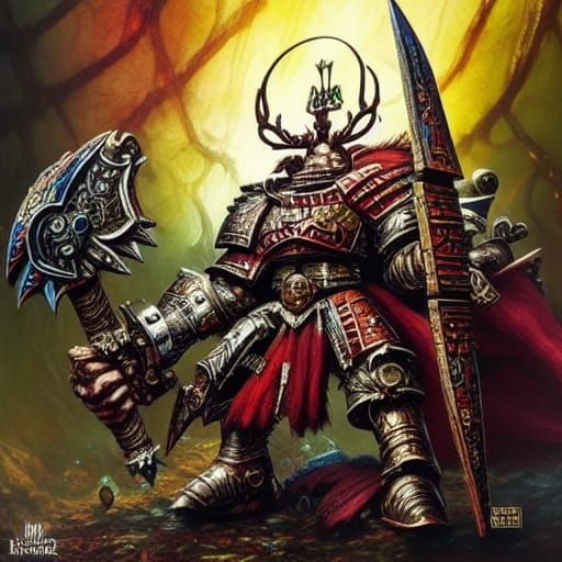 Mighty Warhammer Warrior Fantasy Cover Art