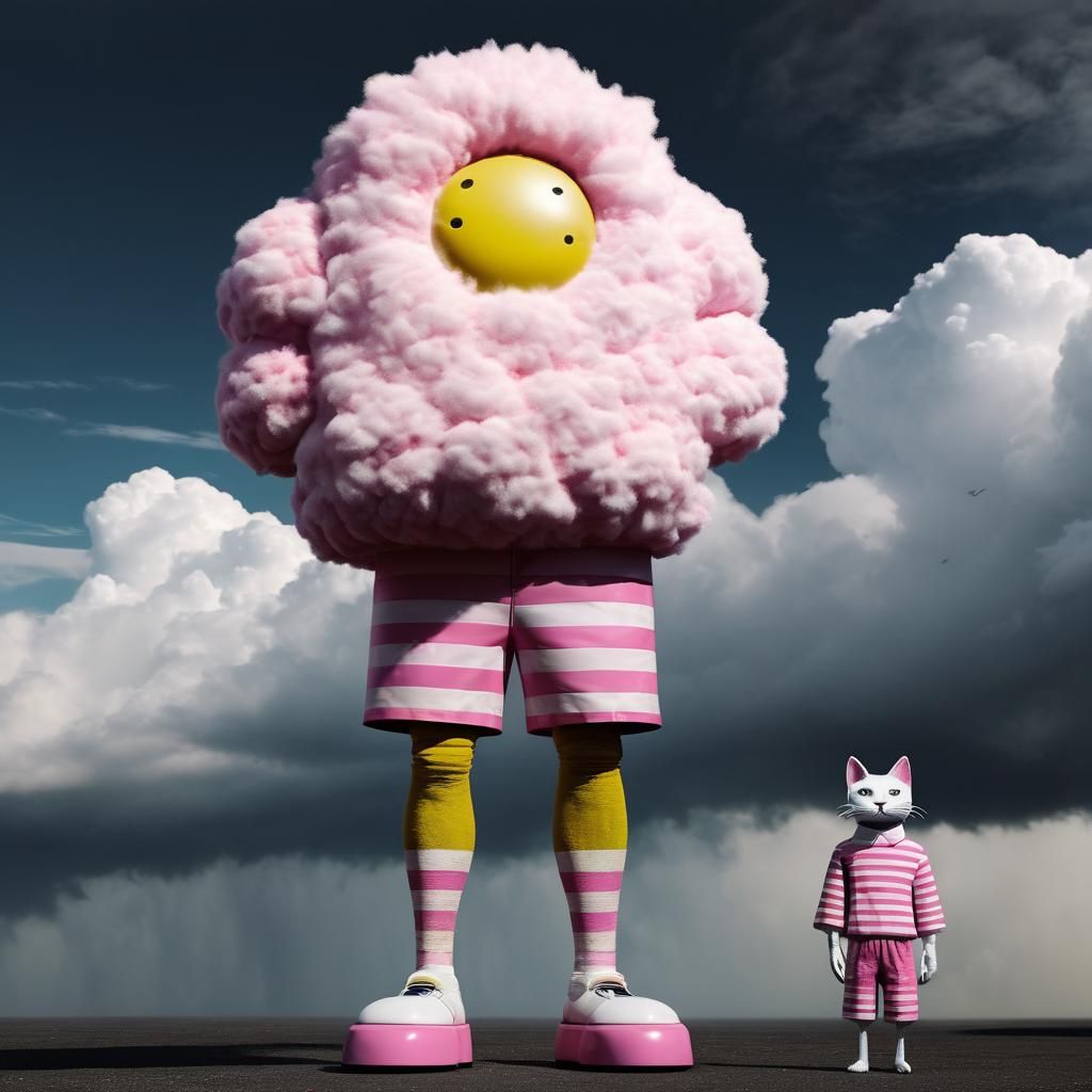 Anthropomorphic Cat-Cloud Figure in Stormy Sky