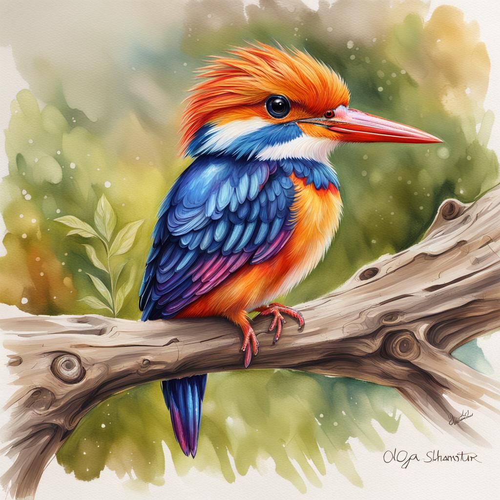Black-Backed Kingfisher with Sparkling Eyes