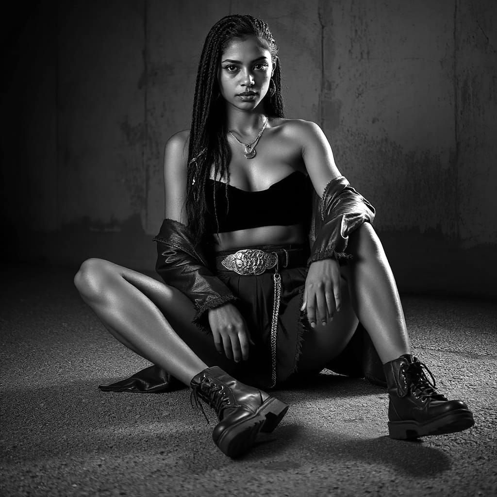 Photo-Realistic Indian Woman in Combat Boots