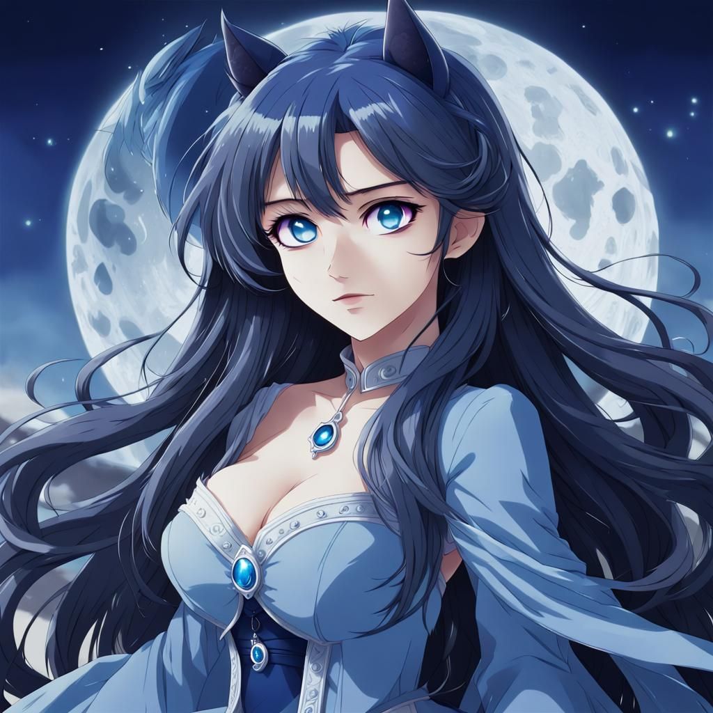 Anime Style Princess Luna with Blue Hair