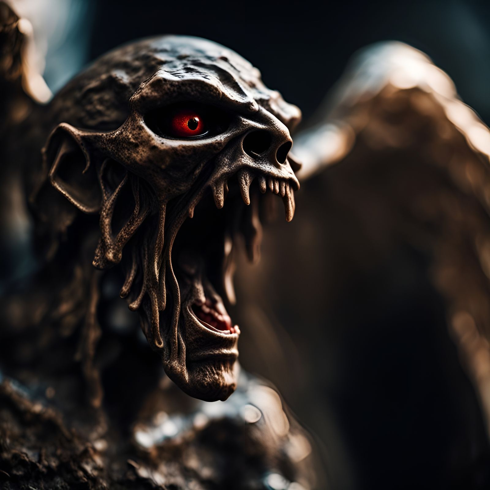 Wrathful Angel of Darkness in Realistic Photography