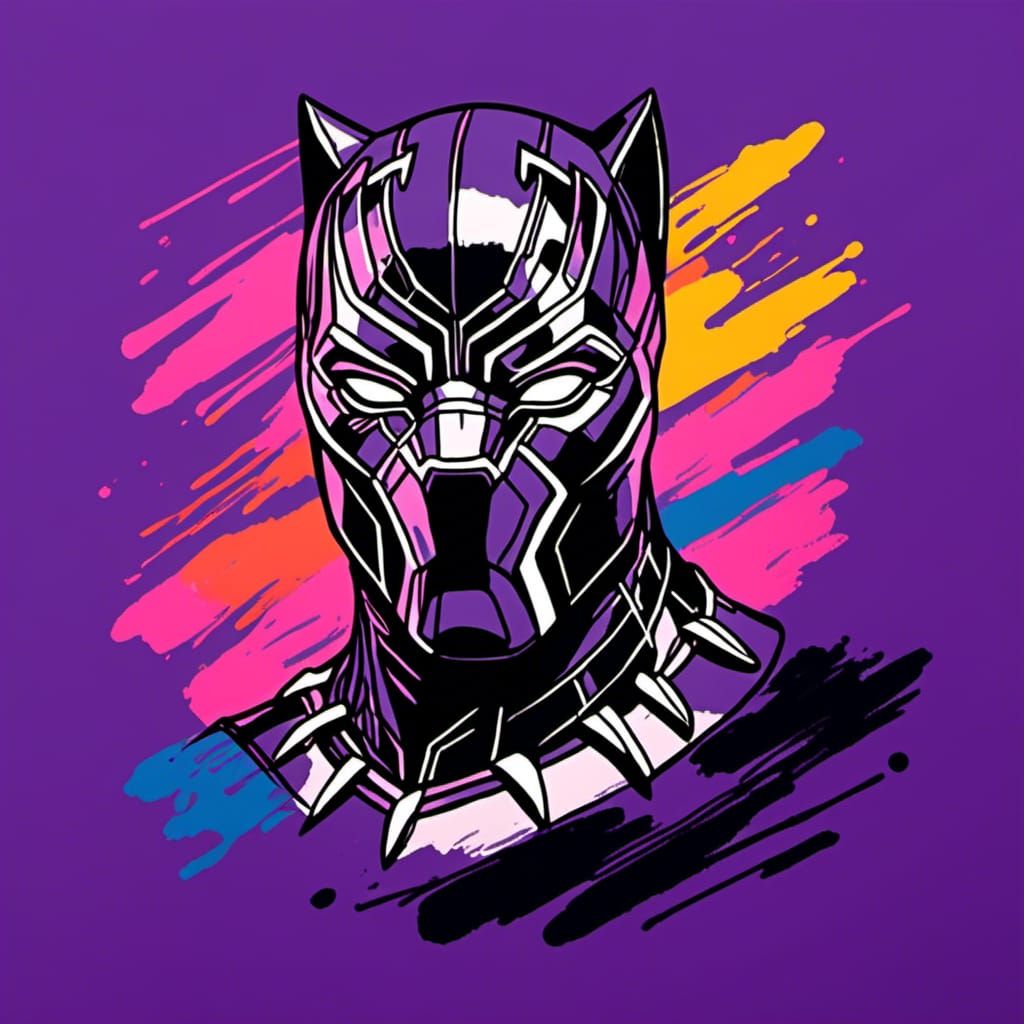 Black Panther Portrait in Crayon Style