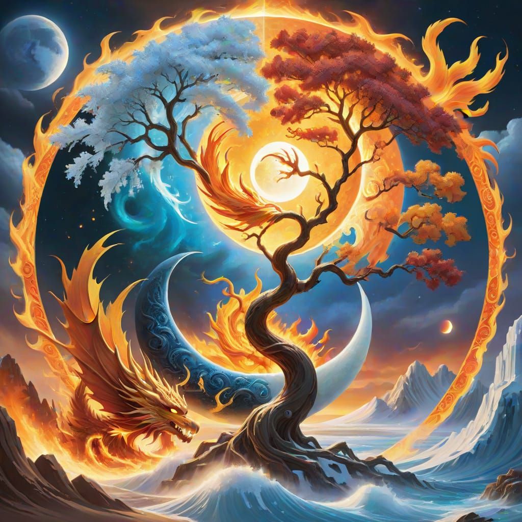 Yin-Yang Symbol: Cosmic Balance of Fire and Ice