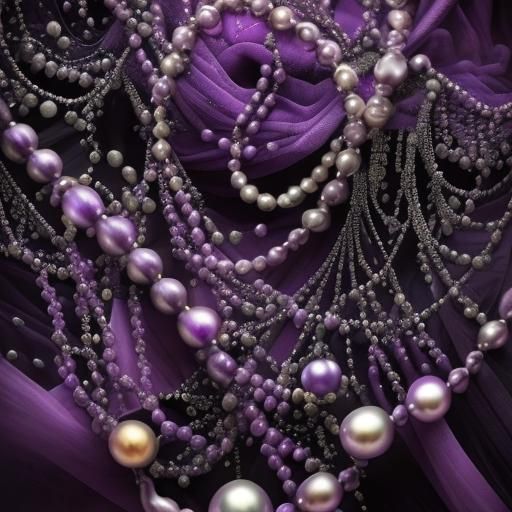 Pearls and Amethysts Frame in Hyperrealistic Style