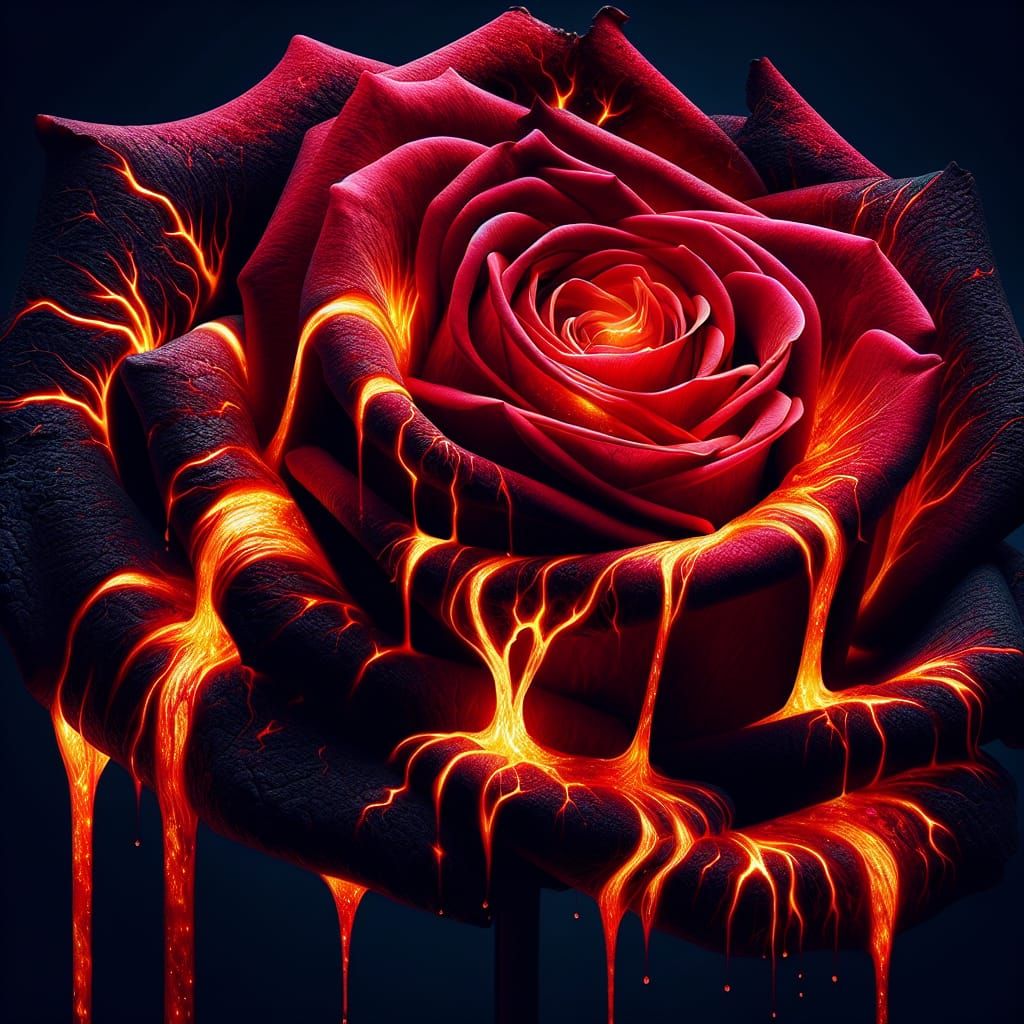 Decaying Lava Rose with Dripping Oil