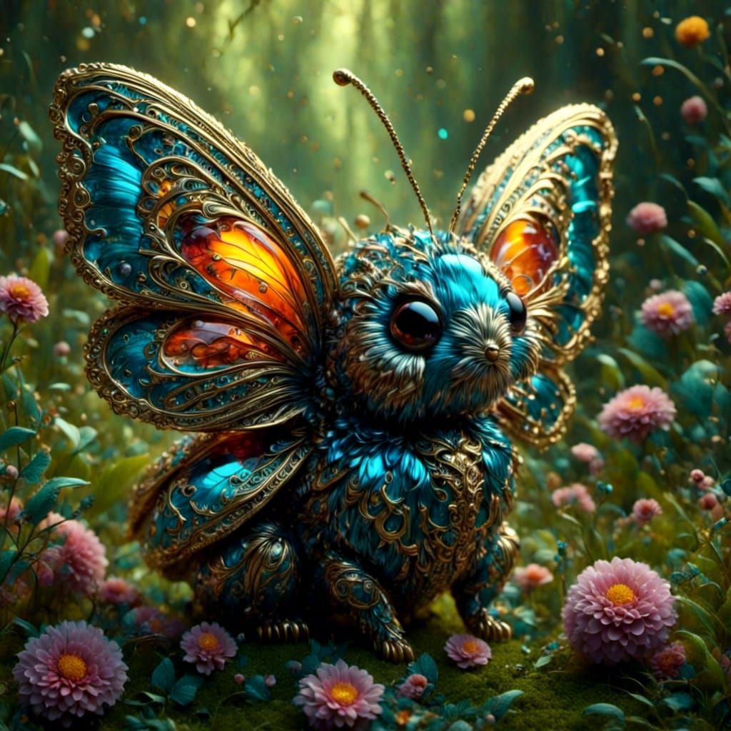 Cute Chibi Butterfly Moths with Jewel Details