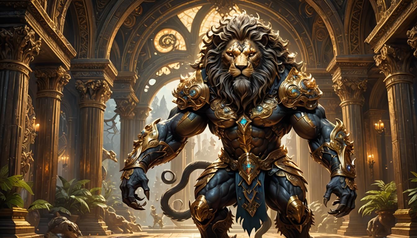 Lion-Man in Heavenly Armor, Cosmic Illustration