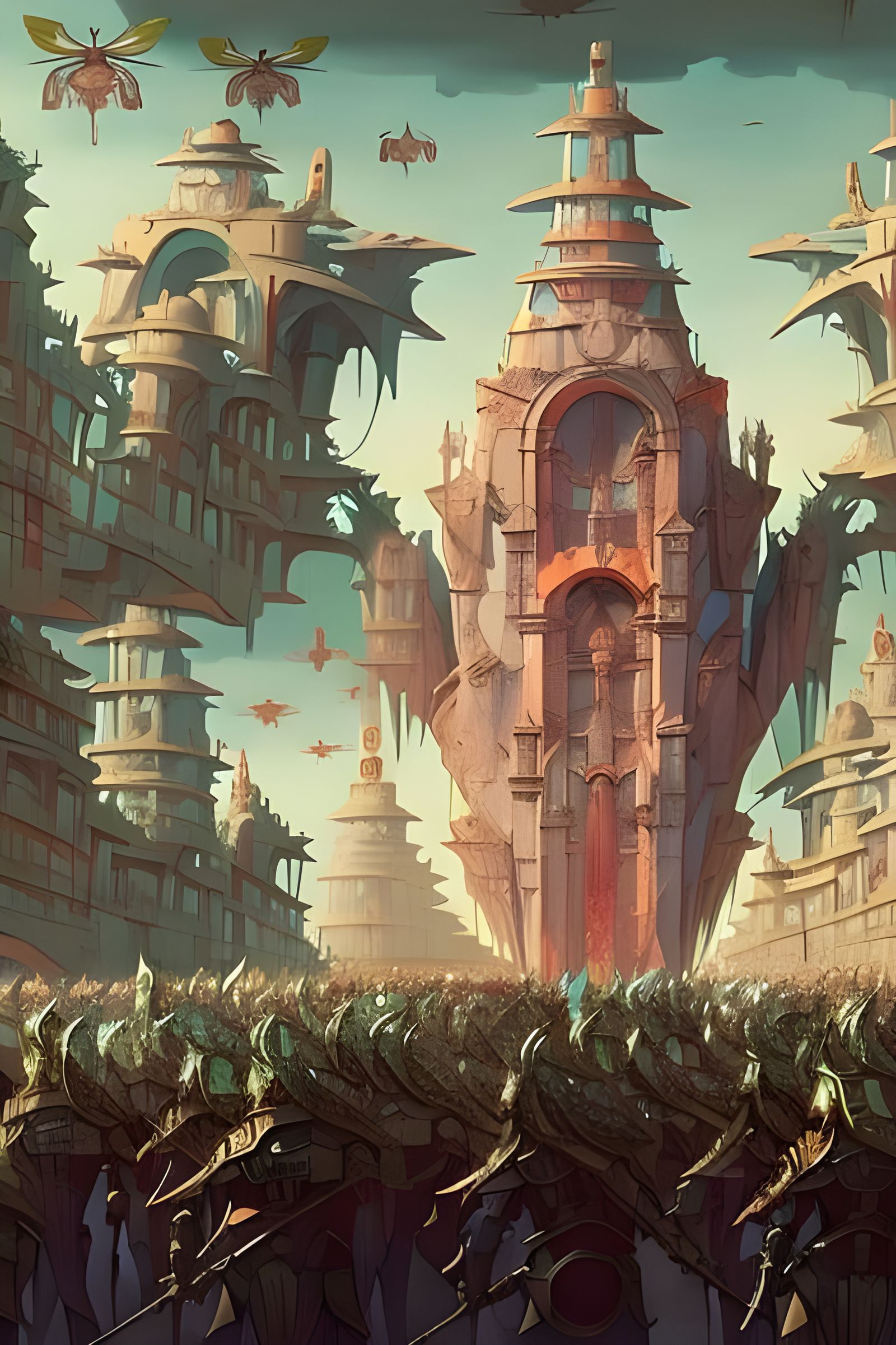 Insectoid Legion Parade Through Ancient Roman City