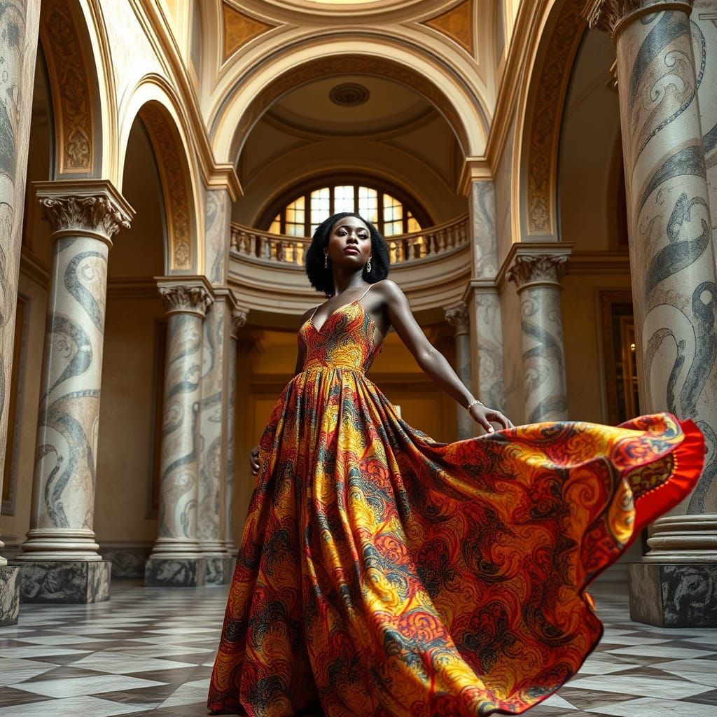 Elegant African Beauty in Historic Mansion Setting