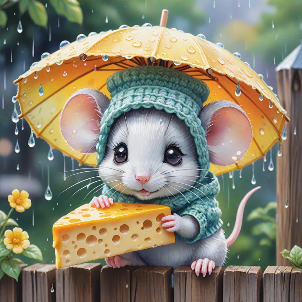 Charming Mouse in Watercolor Anime Art