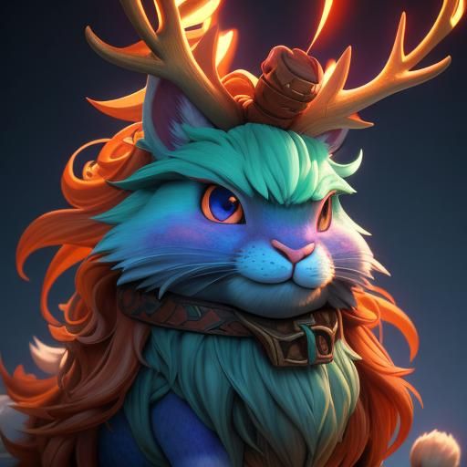 Anime Portrait: Curvy Woman with Rabbit Antlers