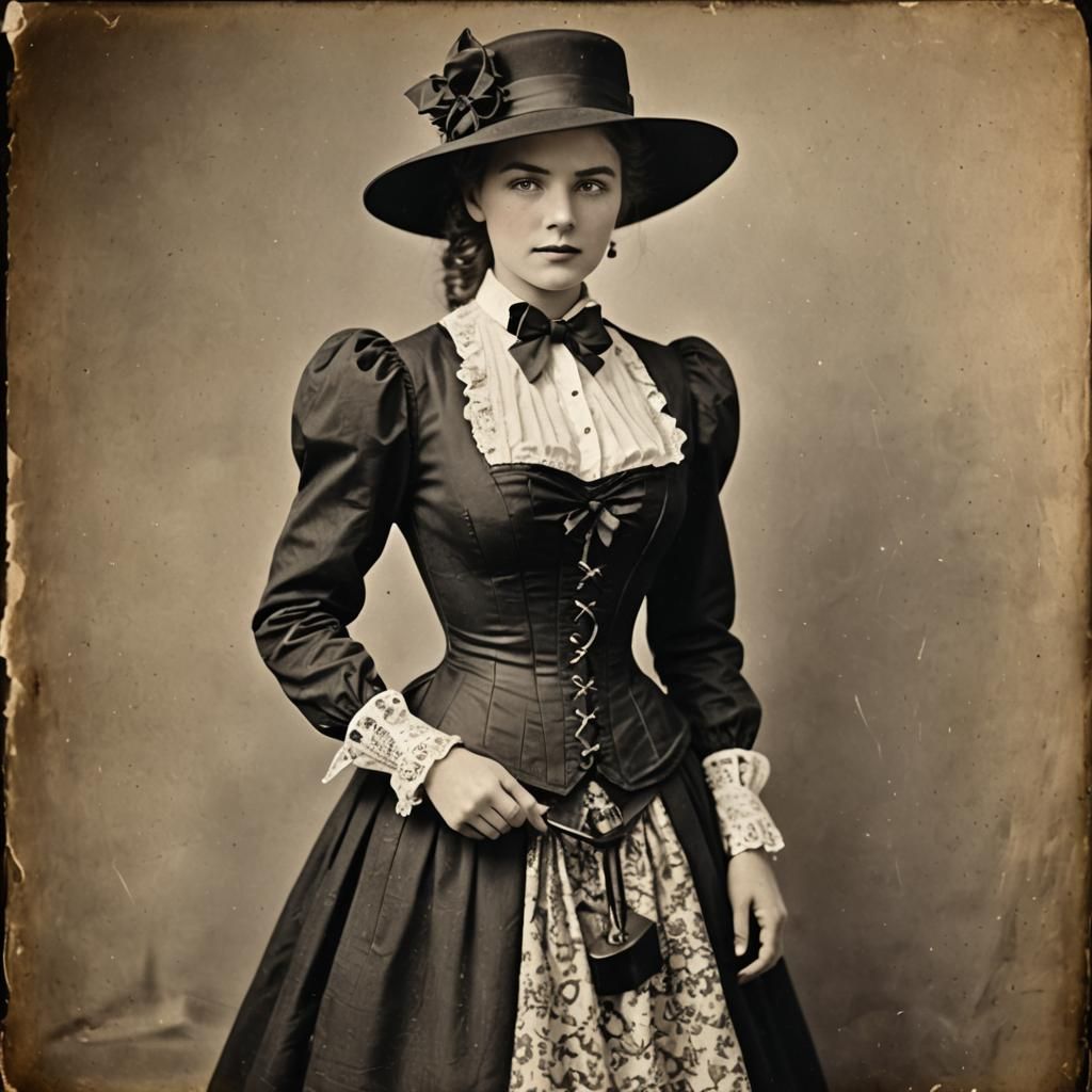 Vintage Woman Portrait in Hourglass Corset