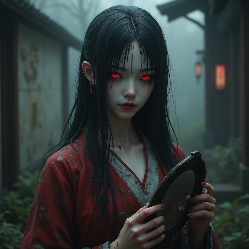 Japanese Vampire Lord in Dark Fantasy Style