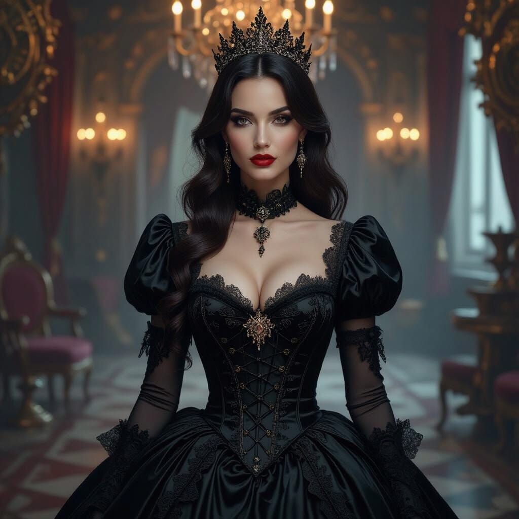 Victorian Vampire Queen in Steampunk Ballroom