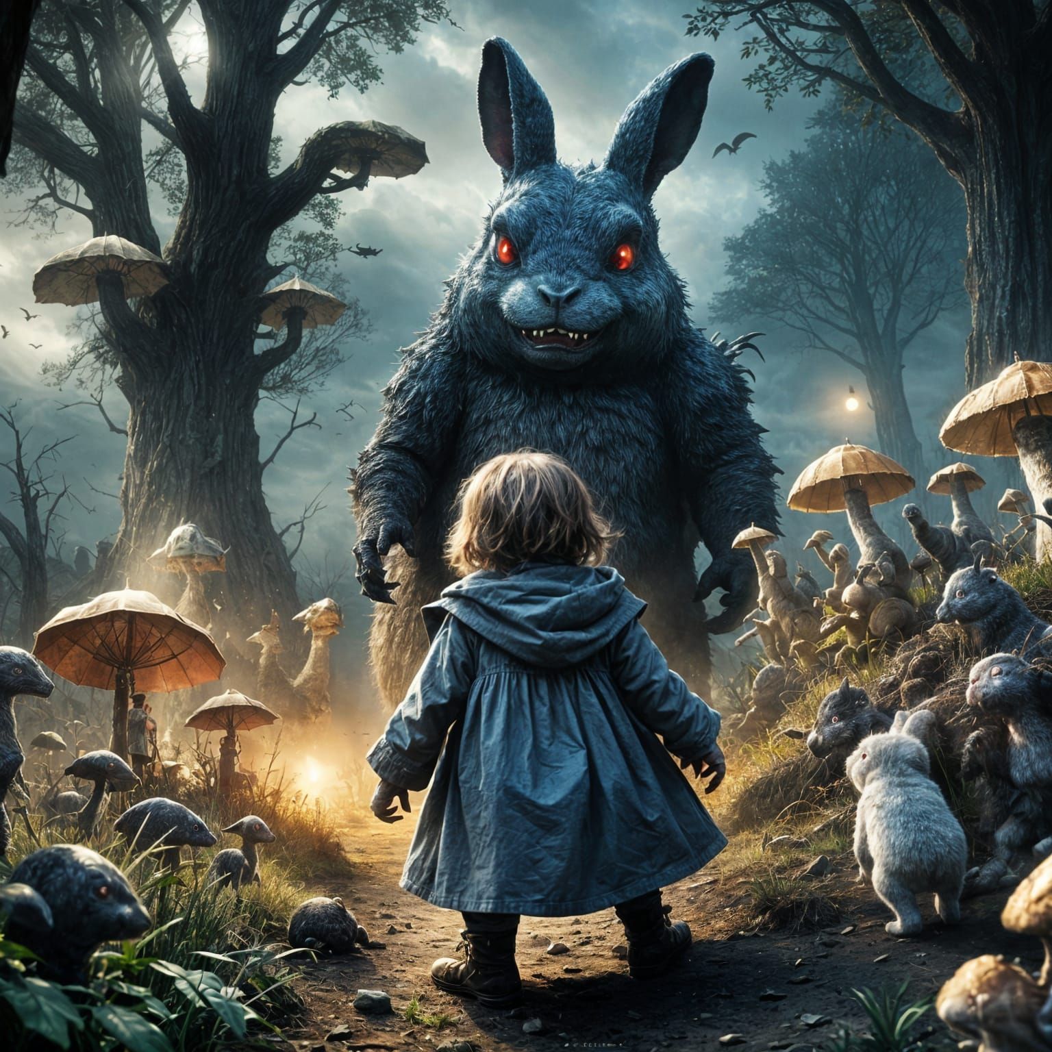 Godzillabunny Scares Children in Dark Farm