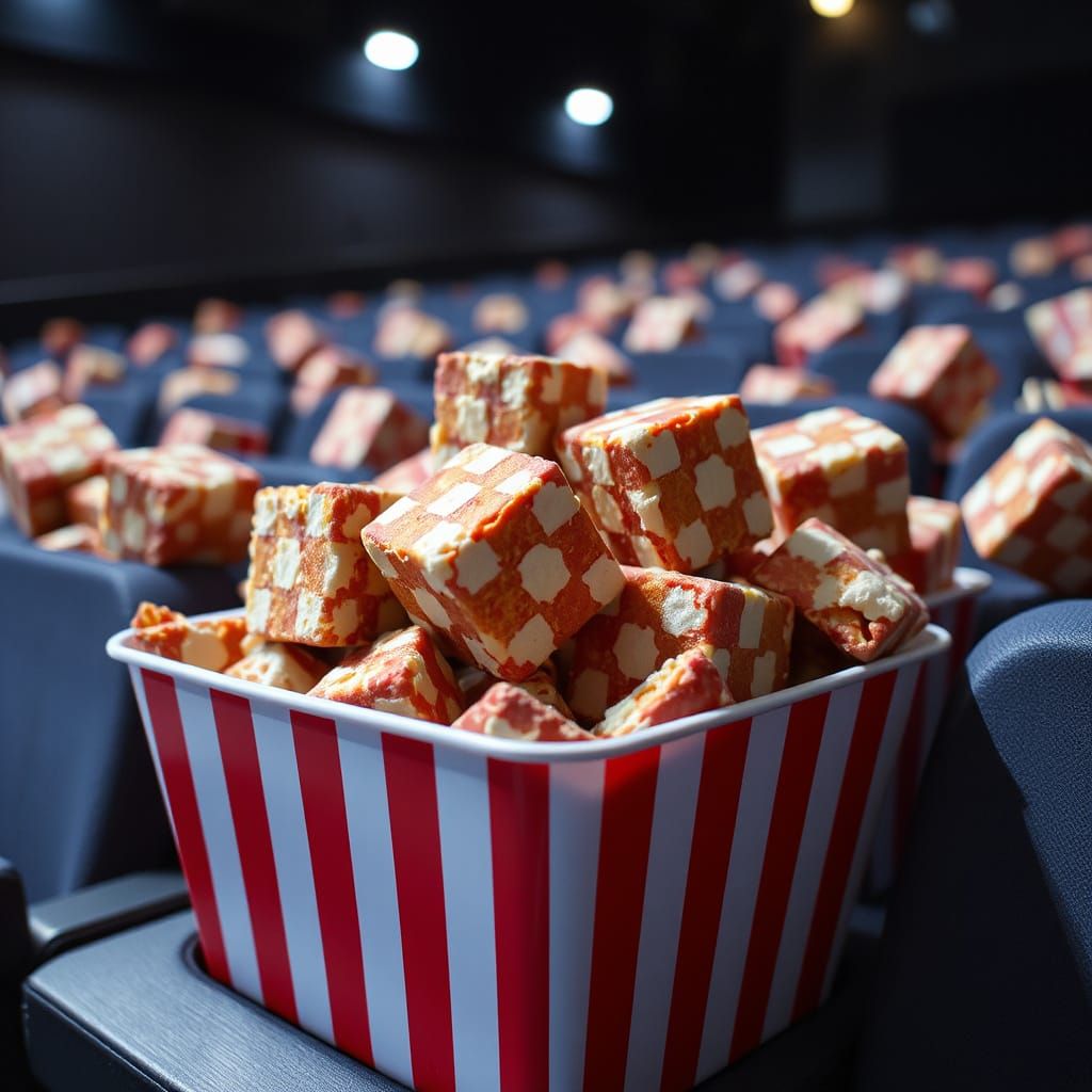 minecraft-inspired cubes popcorns