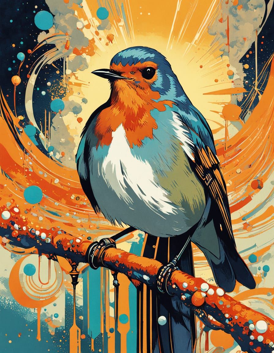 proud robin bird, beaming robin