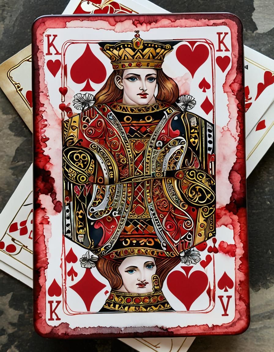 Alcohol Ink King of Hearts on Playing Card